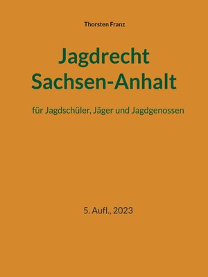 cover image of Jagdrecht Sachsen-Anhalt